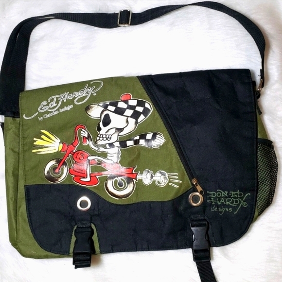 Ed Hardy Other - Ed Hardy By Christian Audigier Speedy Crossbody Messenger Bag Y2K Green